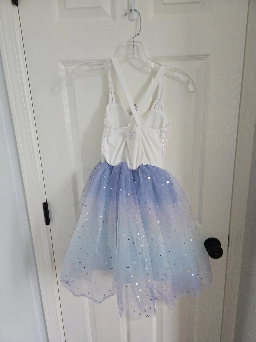 lilt White Sequin & Light Blue Star Tulle Unicorn Dress, Sleeveless, Twirly, 7/8